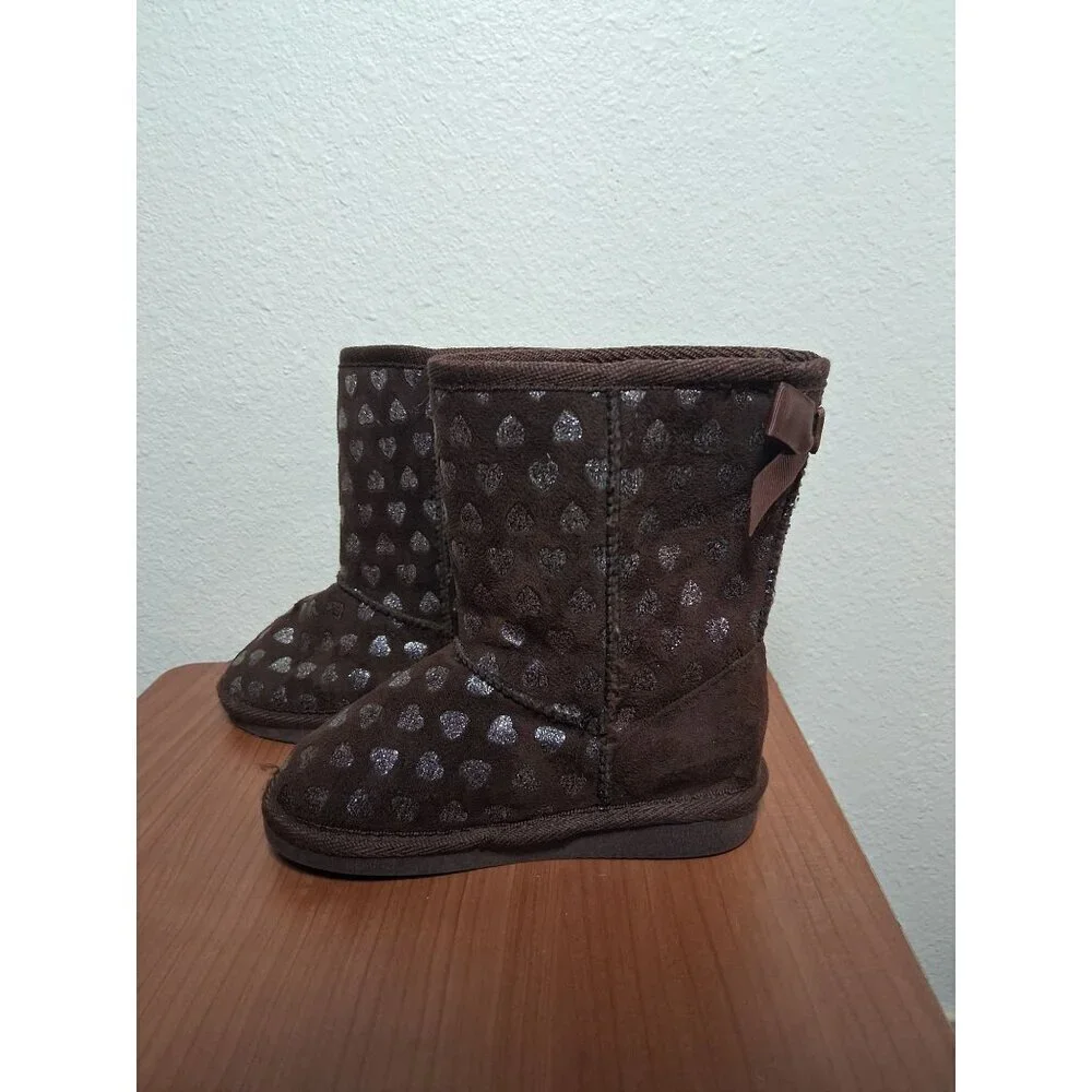Ameta Boots Winter Brown Silver Toddler Girls Size 8